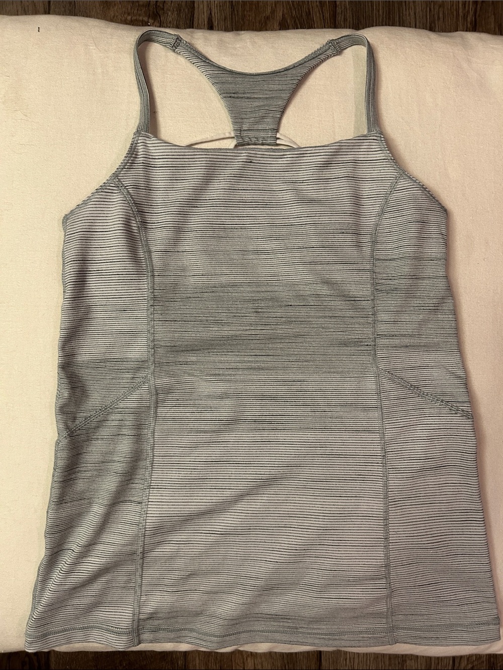 Zella Light Gray Striped Racerback Tank